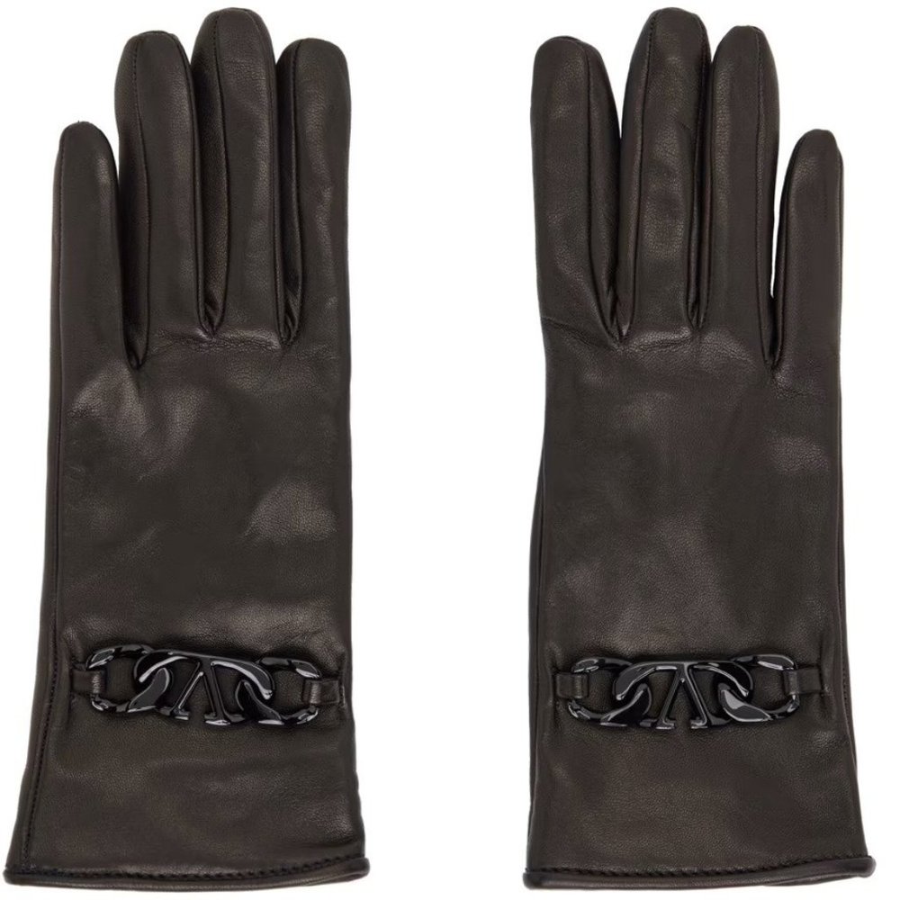 VALENTINO GARAVANI Black VLogo Chain Gloves